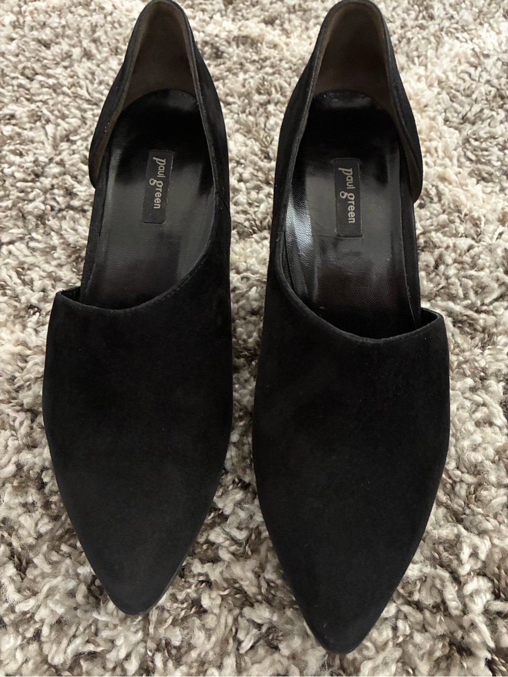 Paul Green Black Suede Pointed D’Orsay Smooth Velvet - Size 7.5